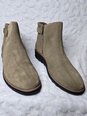 Clarks Taupe Suede Ankle Boots